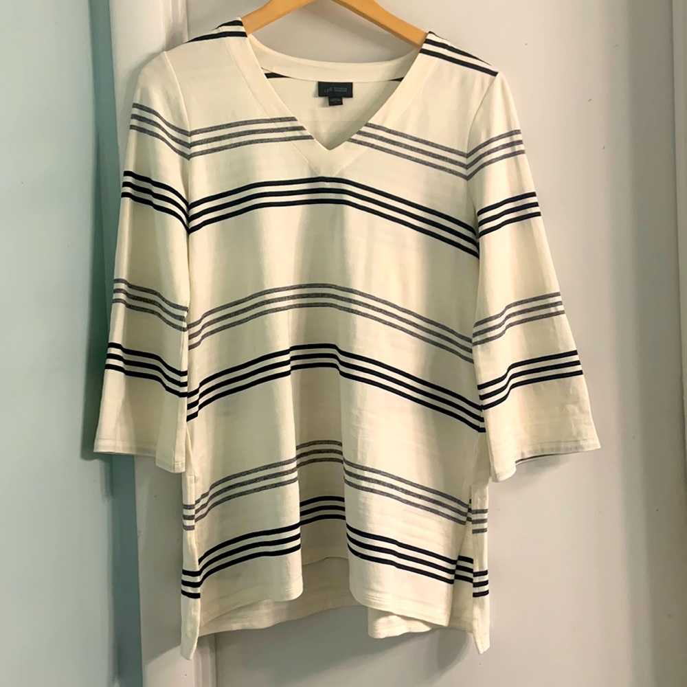 J. Jill Black and White Striped Tunic Size Small